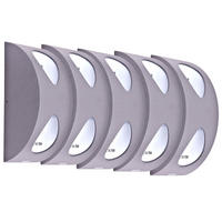 LED AUßEN-WANDLEUCHTE Alu Silber Weiß 5er Set - Silberfarben, Metall (7/19/8cm)