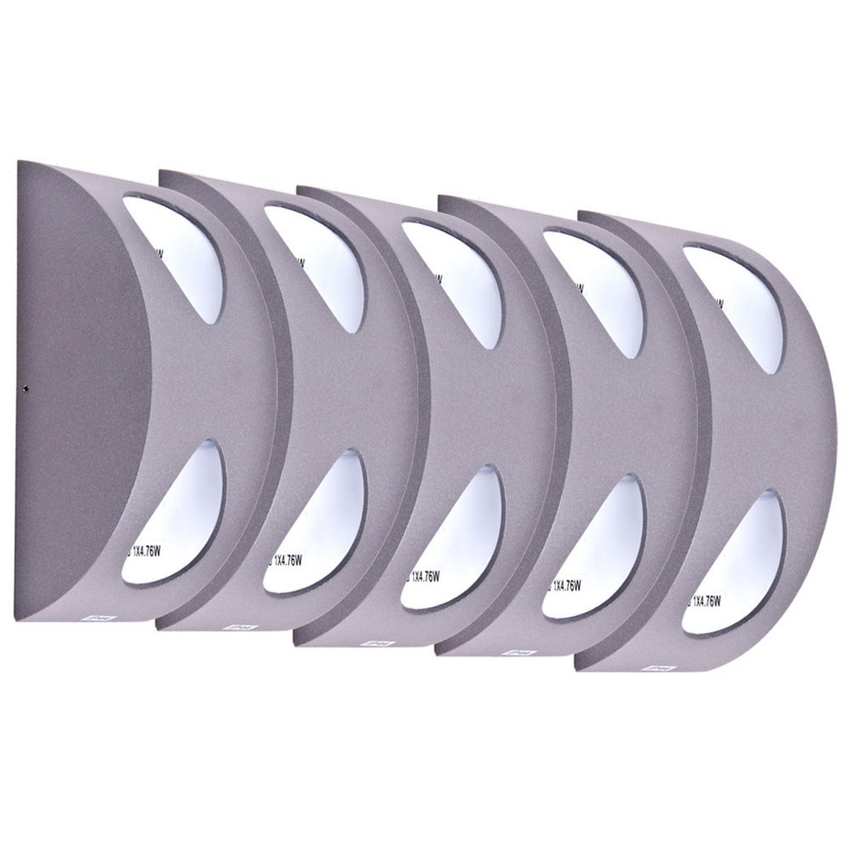 LED AUßEN-WANDLEUCHTE Alu Silber Weiß 5er Set - Silberfarben, Metall (7/19/8cm)