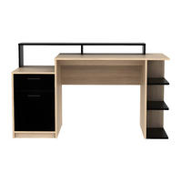 SCHREIBTISCH - 138 cm x 60 cm - Holz, Platte - Schwarz, Naturfarben Hell - ZACHARIE - Schwarz/Naturfarben, Holz (60/138/82.5cm) - Vente-Unique