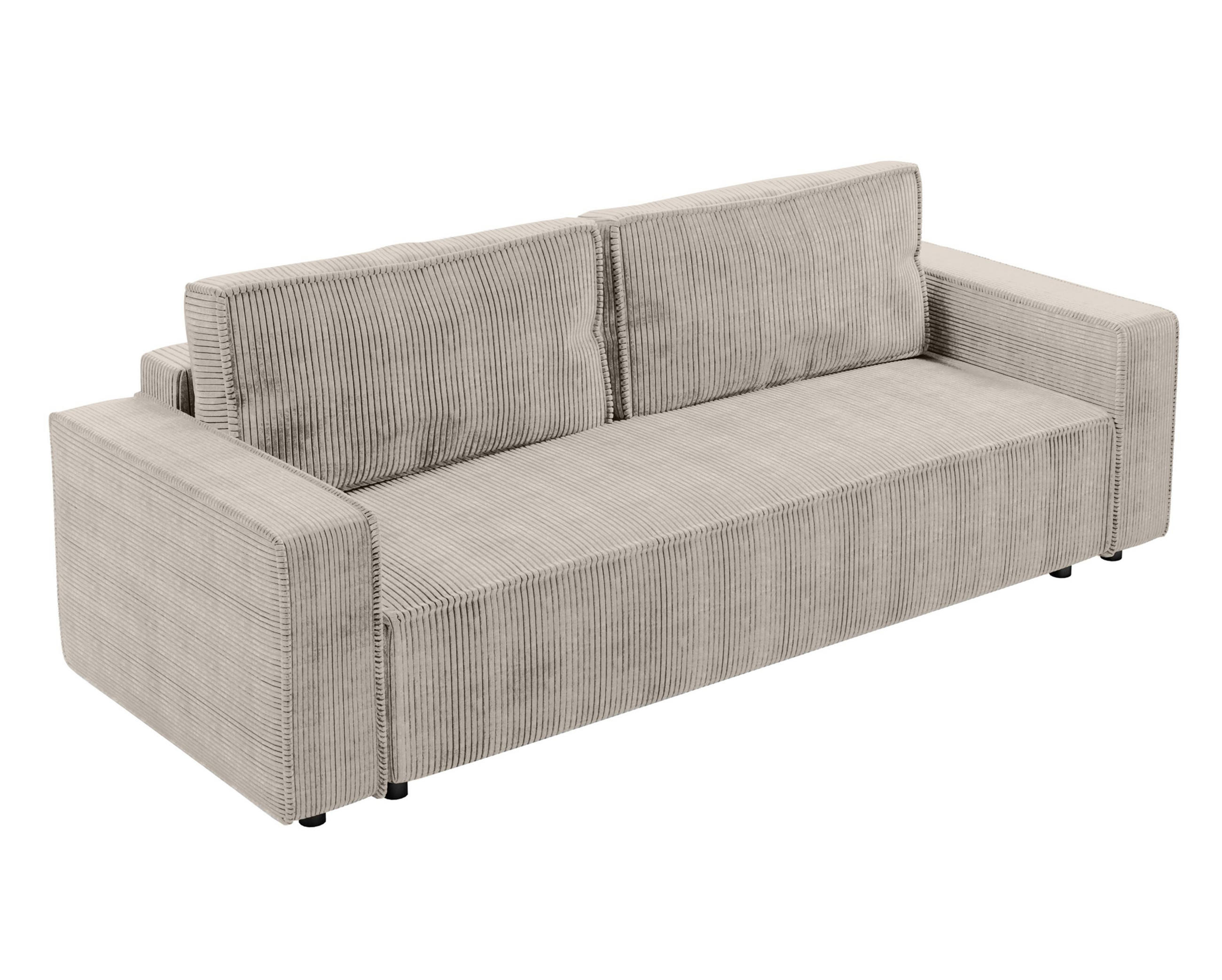 BIGSOFA Aydin Sofa Beige 238/94/85 cm Cord mit Schlaffunktion Bettkasten - Beige/Schwarz, Kunststoff/Textil (238/85/94cm) - AX Living