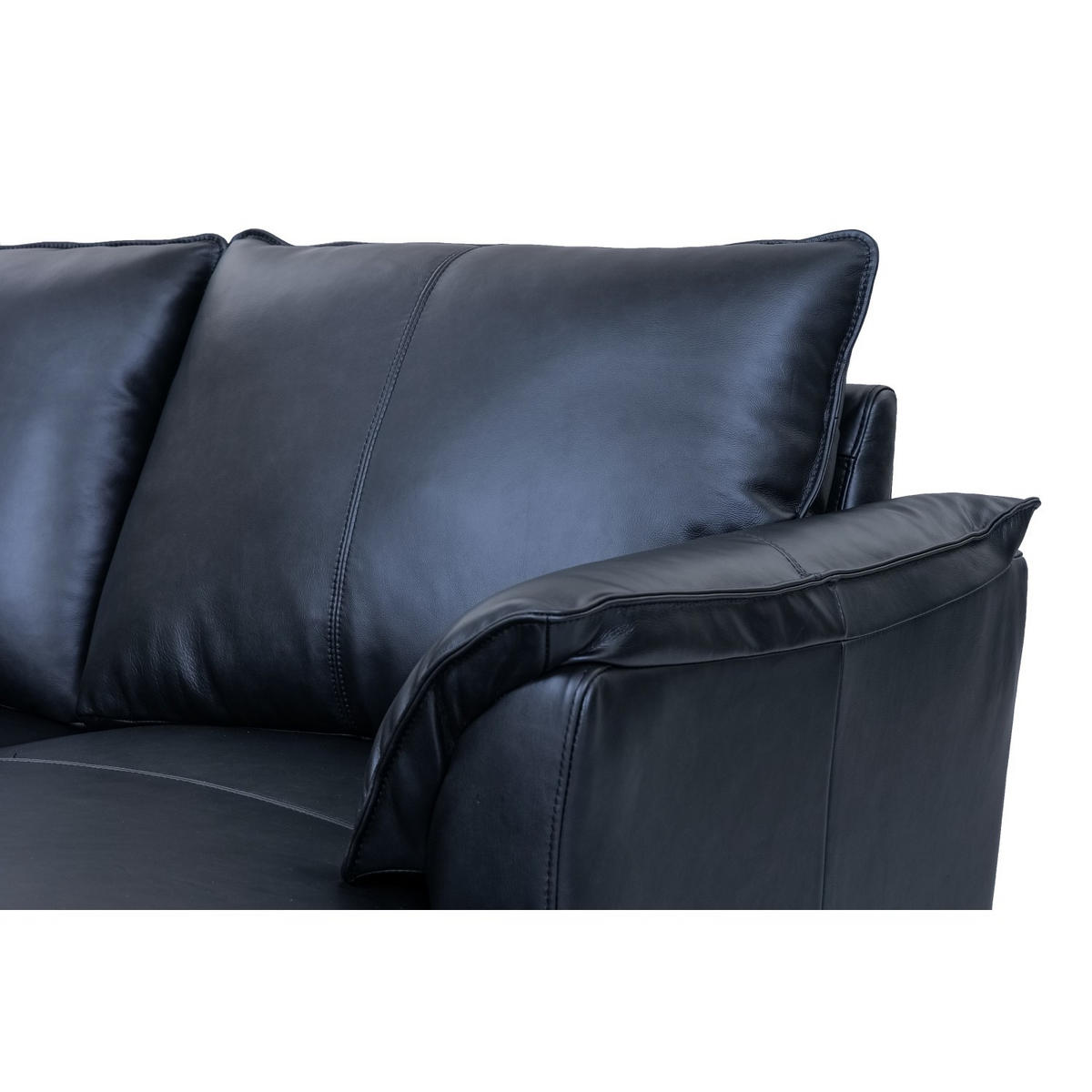 ECKSOFA Echtleder Schwarz - Schwarz, Leder/Metall (233/155cm) - Furnhouse