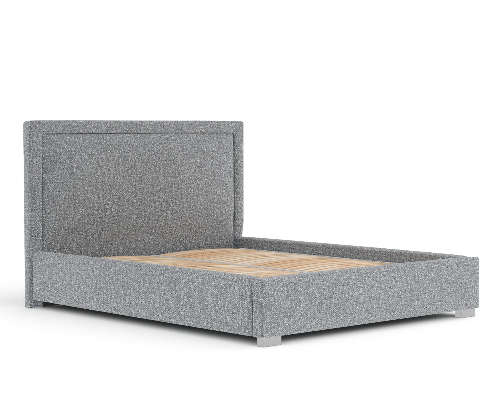 POLSTERBETT Ordina Grau 120/200 cm im Plüsch-Stoff - Silberfarben/Naturfarben, Holz/Holzwerkstoff (120/200cm) - Maison de Reve