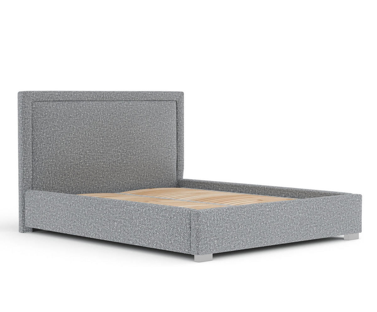 POLSTERBETT Ordina Grau 160/200 cm im Plüsch-Stoff - Silberfarben/Naturfarben, Holz/Holzwerkstoff (160/200cm) - Maison de Reve