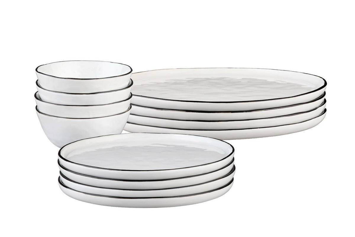 SERVICE Die Essentials Pure - 12er-Set - Schneeweiß - Weiß, Keramik (1/1/1cm) - Björn