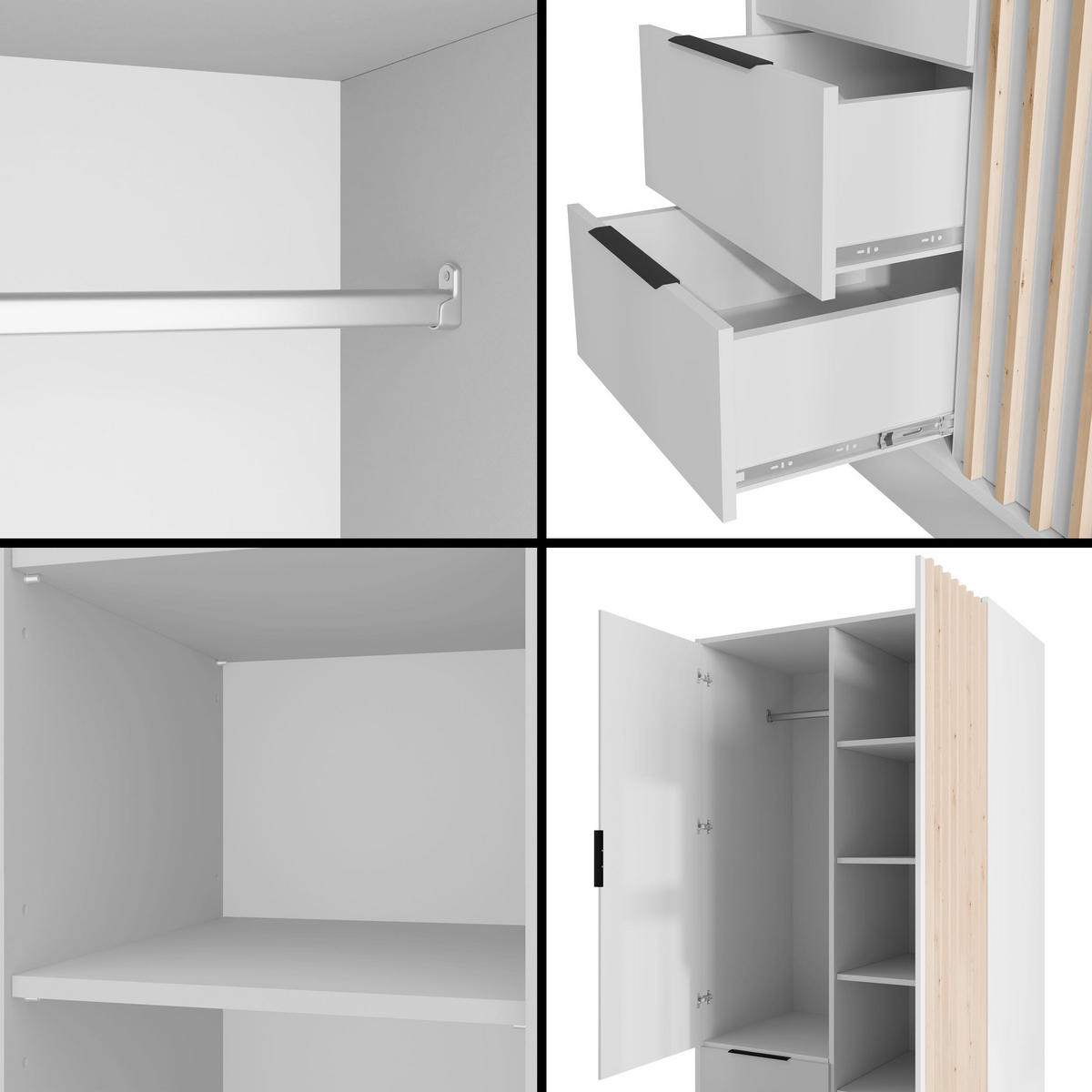 KLEIDERSCHRANK NELIA - 120 cm - Weiß/Eiche Artisan, Holzwerkstoff (102/200/51cm) - ALTDECOR