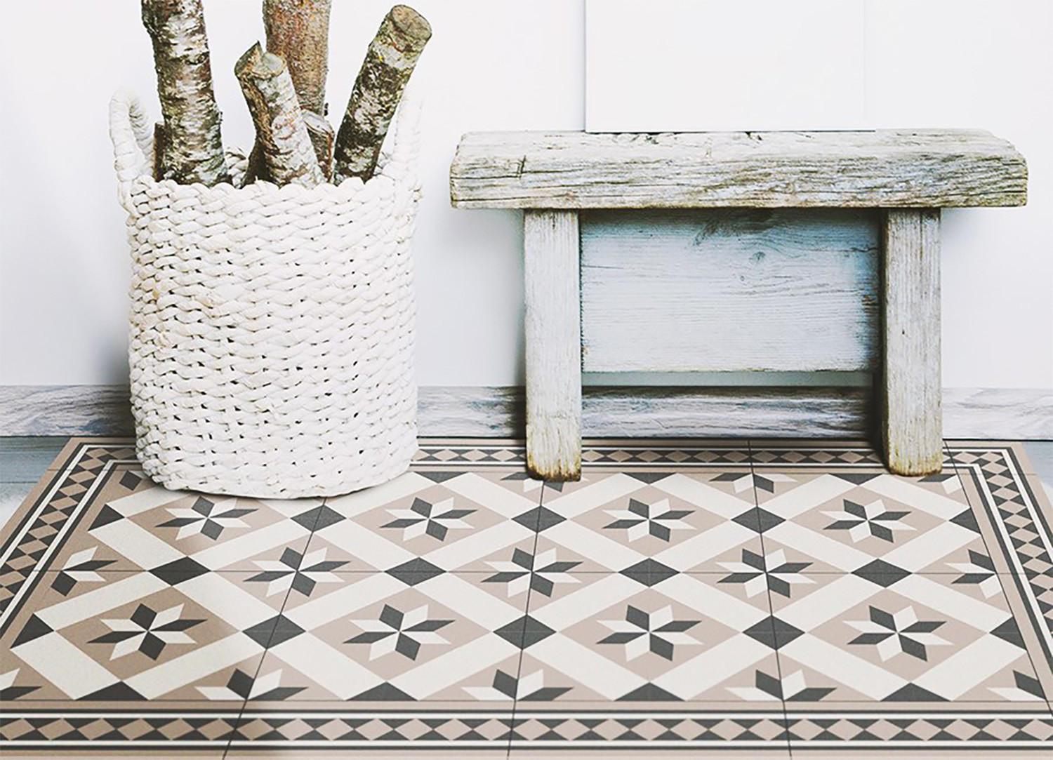 VINYL TEPPICH 100x150 cm Achtzackige Sterne - Beige, Kunststoff (100/150cm) - TULUP