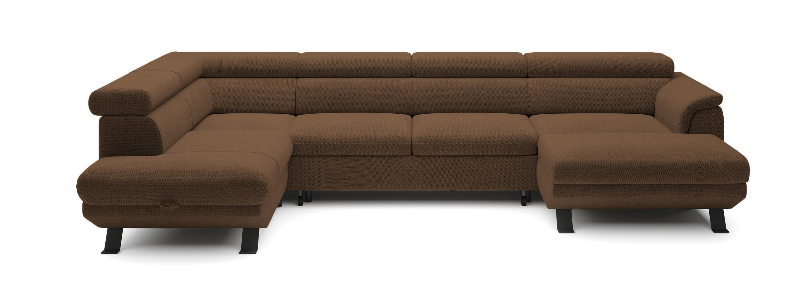 ECKSCHLAFSOFA Raven XL, Verstellbaren Kopfstützen, Bettkasten, Großes Sofa 334x198x162cm Linke, Rost - Rostfarben, Holz/Textil (198/334cm) - DomoHome
