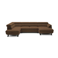 ECKSCHLAFSOFA Raven XL, Verstellbaren Kopfstützen, Bettkasten, Großes Sofa 334x198x162cm Linke, Rost - Rostfarben, Holz/Textil (198/334cm) - DomoHome