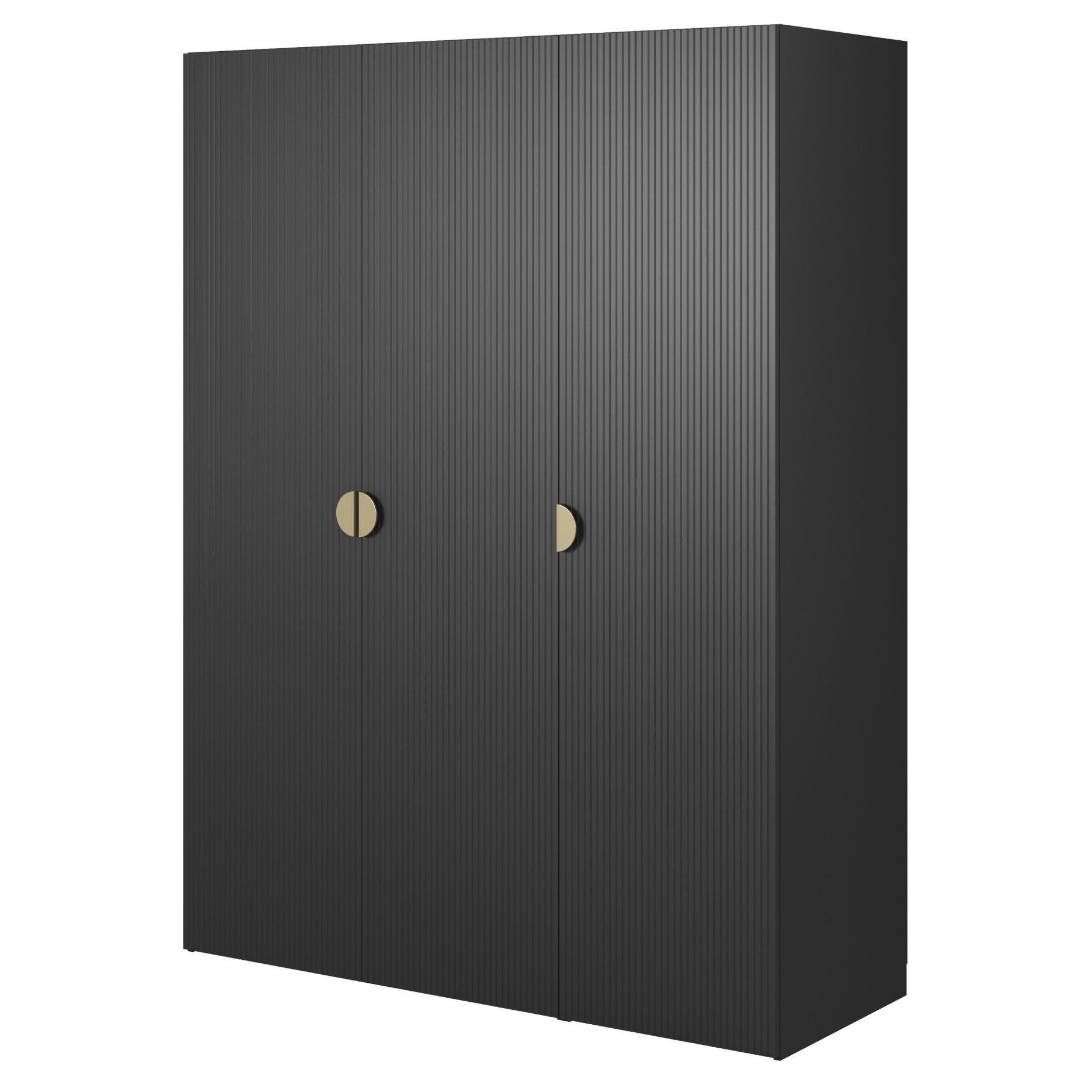 KLEIDERSCHRANK Moonir Schwarz 150 cm - Goldfarben/Schwarz, Holzwerkstoff/Metall (150/200.5/57cm) - Selsey