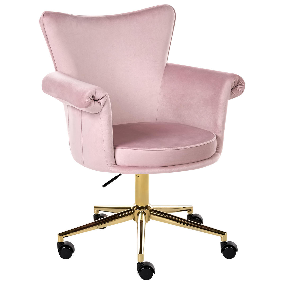 SCHREIBTISCHSTUHL Samtstoff Pastellrosa Velencia - Pink, Textil (64/85/60cm) - Beliani