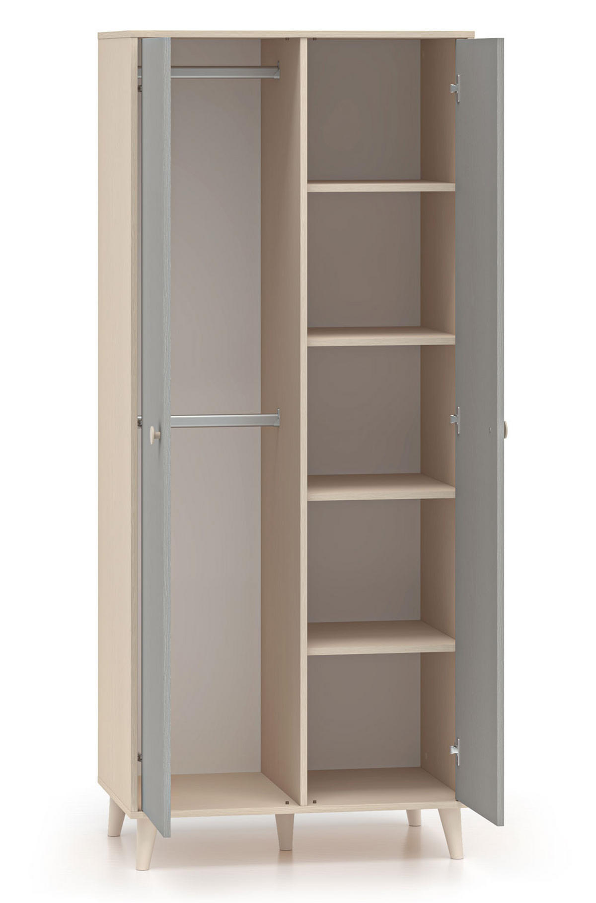 KLEIDERSCHRANK Mevel Wüstensand / Palladiumgrau 80 / 51 / 190cm - Grau, Holz/Holzwerkstoff (80/190/51cm) - Feldmann-Wohnen