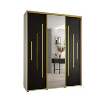SCHWEBETÜRENSCHRANK 235,2/190/60 3-türig - Goldfarben/Schwarz, Holz/Metall (190/235/60cm) - Abiks Möbel