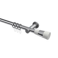 GARDINENSTANGEN-SET Platon Tanara 160 cm, 1-läufig, 20 mm Ø Chrom - Chromfarben/Weiß, Metall (160cm) - INTERDECO