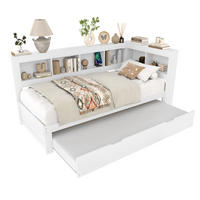 TAGEBETT 90x200cm Weiß Spanplatte Ausziehbett Steckdose USB - Weiß, Holz (90/200cm) - FLIEKS