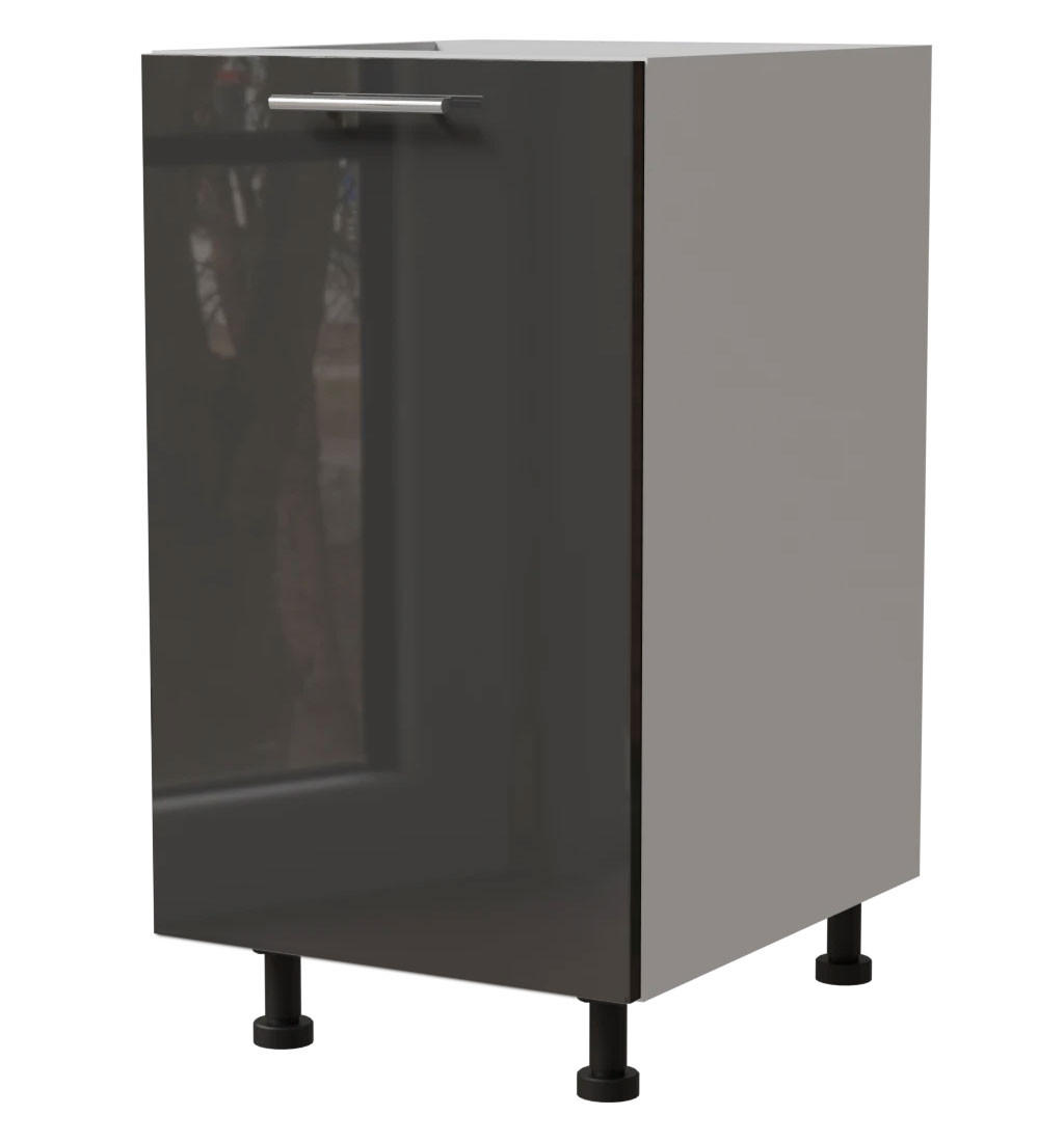 KÜCHENUNTERSCHRANK Essen D1D/45 Graphit Hochglanz / Weiß Matt 45 / 50 / 82cm - Graphitfarben/Weiß, Holz/Holzwerkstoff (45/82/50cm) - Feldmann-Wohnen