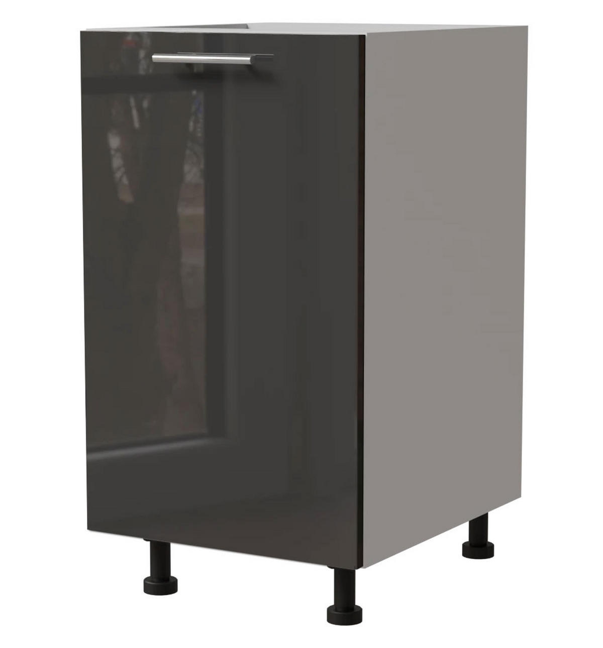 KÜCHENUNTERSCHRANK Essen D1D/45 Graphit Hochglanz / Weiß Matt 45 / 50 / 82cm - Graphitfarben/Weiß, Holz/Holzwerkstoff (45/82/50cm) - Feldmann-Wohnen