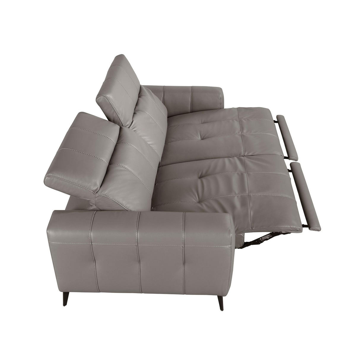 SOFA 2-sitziges relaxsofa in leder grau 176/110/98 cm - Grau, Leder/Metall (176/98/110cm) - ANGEL CERDA