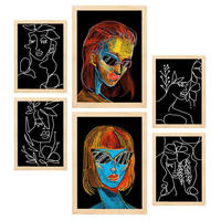 POSTER Set Mit 6 Schönheitstöne 1 In Weibliche Zusammenfassung Ästhetische Dekorative Gemälde Für Ihr Zuhause A3 & A4 Rahmen Aus Hellem Holz - Beige, Papier (29/3cm) - Nacnic