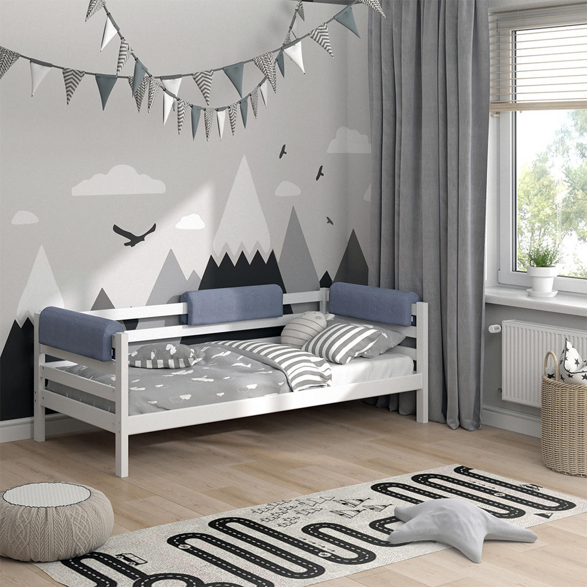 BETTUMRANDUNG FÜR KINDER Grau 70 x 20 cm - Grau, Textil (70/20/14cm) - VitaliSpa
