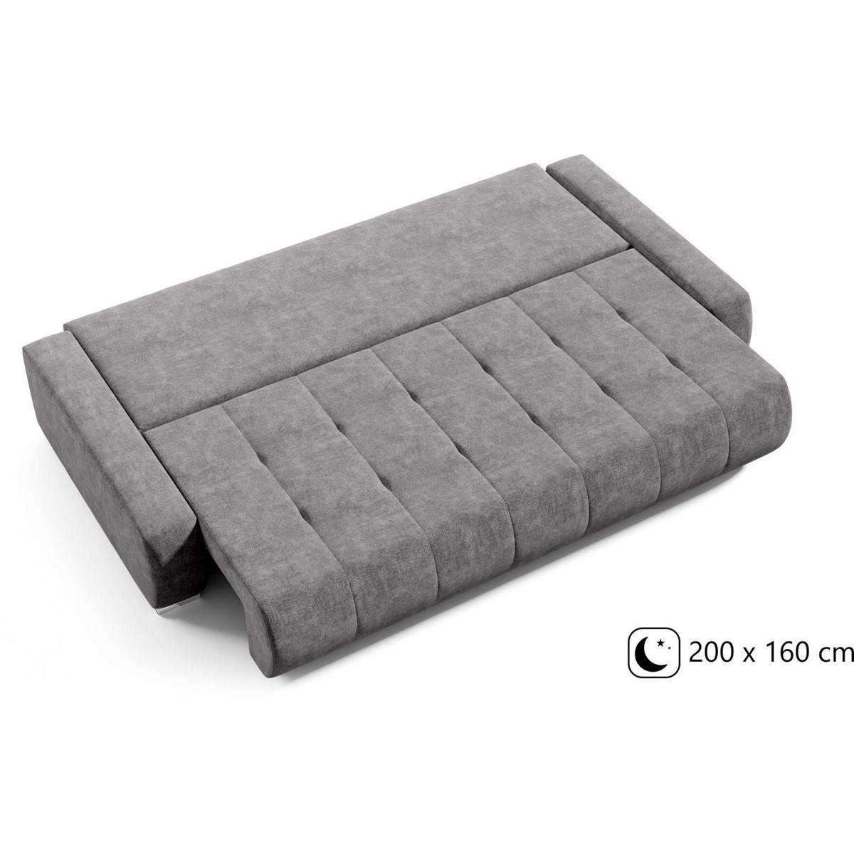 ROZKLÁDACÍ pohovka Draco 3místná, s úložným prostorem, šedá - šedá, textil (240/85/110cm) - Beautysofa