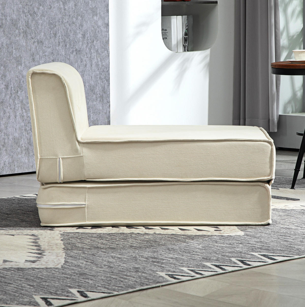 SCHLAFSESSEL 73/100/60 cm mit Liegefläche 73/195 cm – klappbar und platzsparend - Creme, Textil (73/60/100cm) - BEAOK