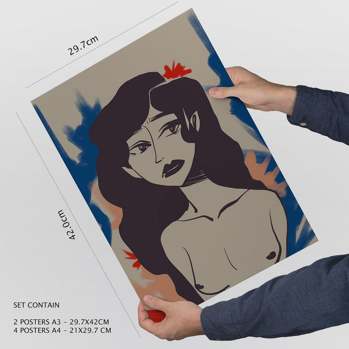 POSTER Set Mit 6 Faszinierende Schönheit In Weibliche A3 & A4 Rahmenlos - Klar, Papier (29/3cm) - Nacnic