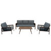 SOFAGARNITUR 4-teilige Aluminium Holz - Braun, Metall