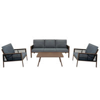 SOFAGARNITUR 4-teilige Aluminium Holz - Braun, Metall