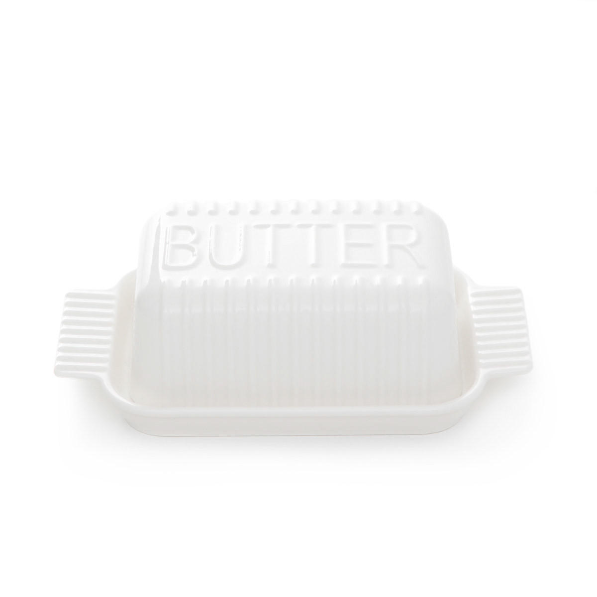 BUTTERDOSE Felis weiß 22/13/7 cm - Weiß, Keramik (13/7/22cm) - Homla