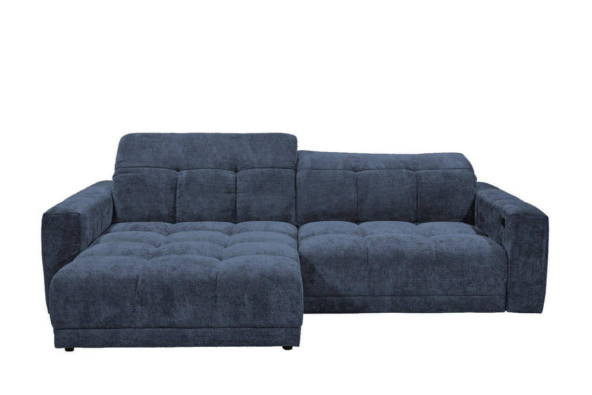 ECKSCHLAFSOFA mit elektronische Sitztiefenverstellung - Blau/Schwarz, Kunststoff/Textil (297/170cm) - ed exciting design
