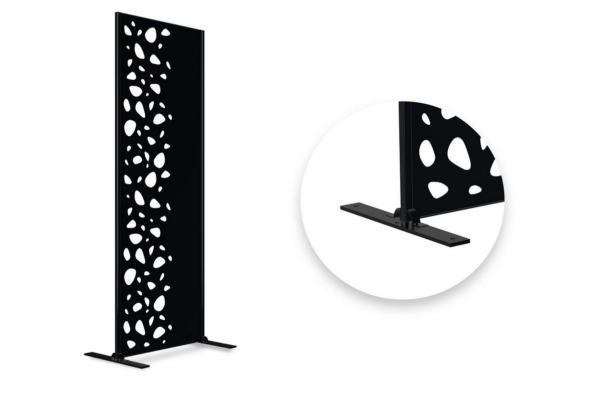 SICHTSCHUTZPANEELE dekorativ 3er-Set Sunny schwarz H.160cm, linke Seite mit Muster - Schwarz, Metall (60/160cm) - Casanoov