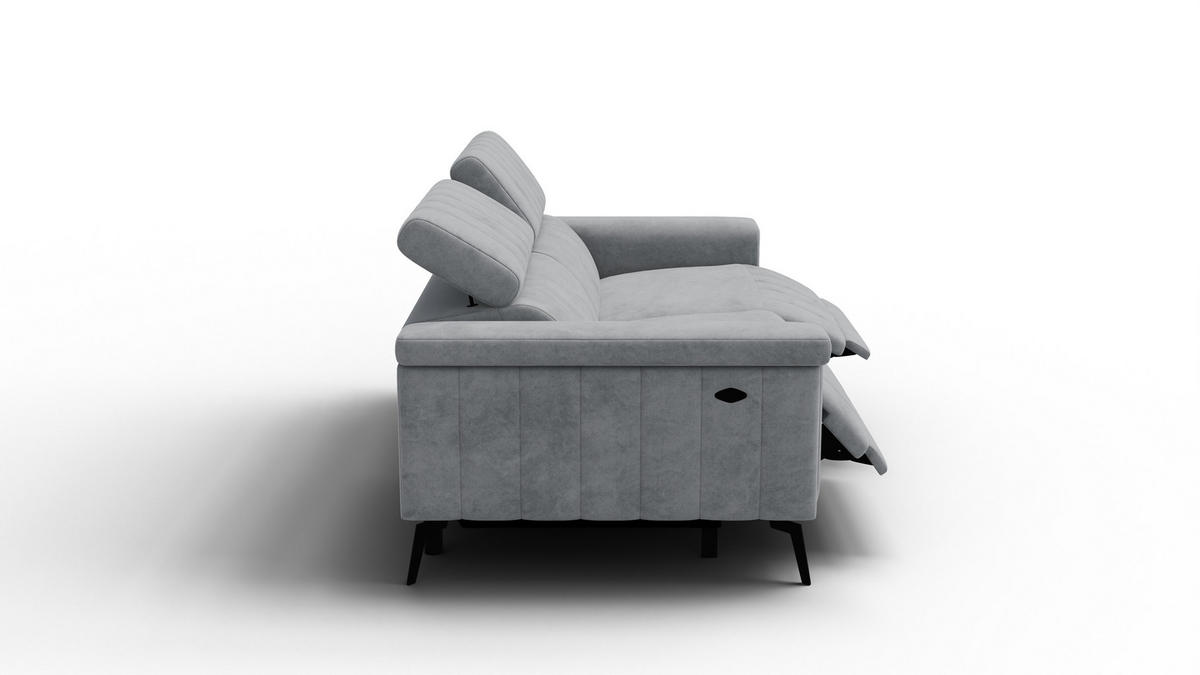 RELAXSOFA NORDEL 3-Sitzer, grau - Schwarz/Grau, Holz/Textil (194/80/105cm) - Courtois Laville
