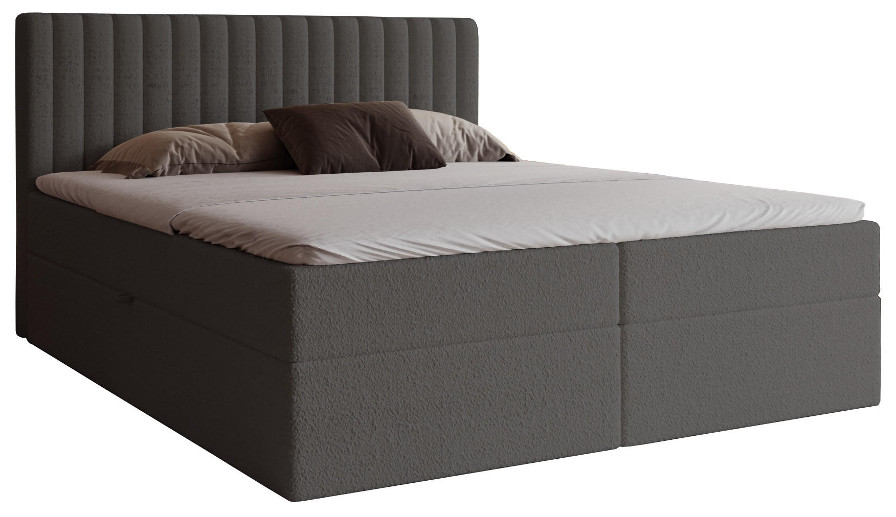 BOXSPRINGBETT Boucle 200x200 Daliro mit Bettkasten, Matratze H3, Dunkelgrau - Dunkelgrau, Holz/Textil (200/200cm) - Emporius