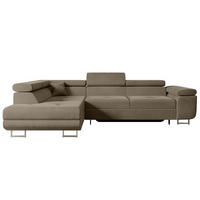 ECKSOFA mit Schlaffunktion und Bettkasten GUSA-L 272x202x107 cm Braun Velours - Silberfarben/Braun, Holzwerkstoff/Textil (202/272cm) - ALTDECOR