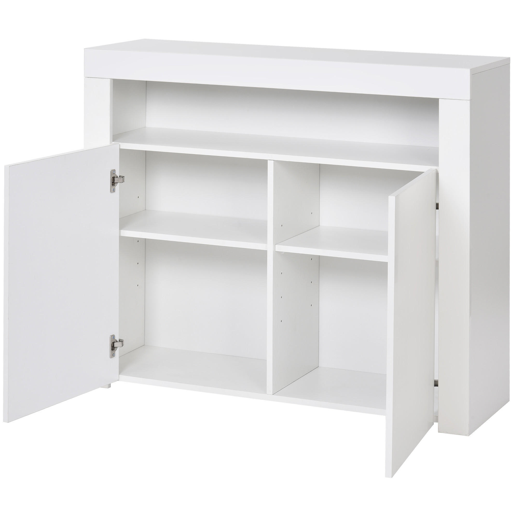 SIDEBOARD 108/40/92 cm in Weiß Hochglanz mit LED-Beleuchtung & 2 Türen - Weiß, Holzwerkstoff (108/92/40cm) - BEAOK