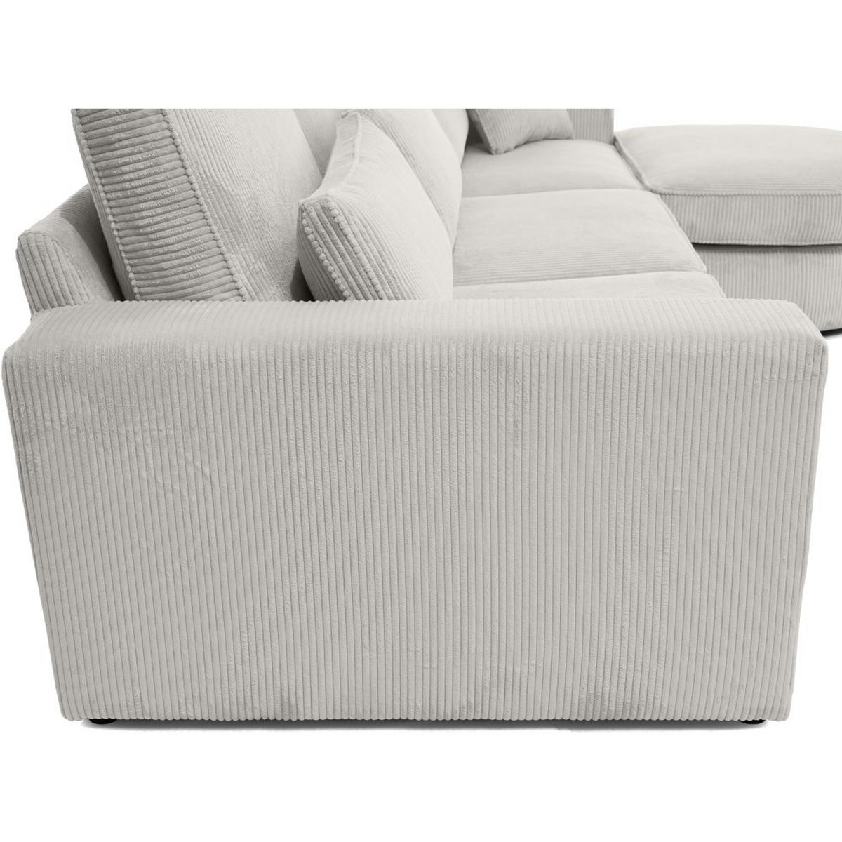 ECKSOFA Pablo ohne Schlaffunktion, mit abgerundeter Ottomane, rechts, Graubeige - Hellgrau, Textil (319/196cm) - Beautysofa