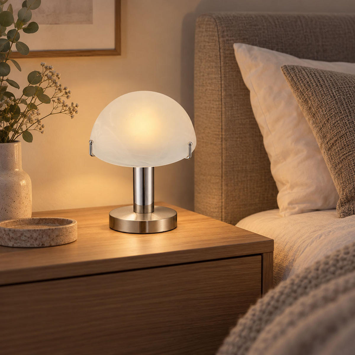 LED TISCHLEUCHTE Otti Silber Glas - Silberfarben, Glas (15/15/22.5cm) - Globo Lighting