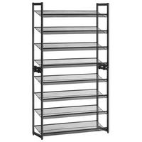 SCHUHREGAL 8-stöckig Verstellbar, Schwarz - Schwarz, Metall (92.5/163.5/30.7cm) - Kaket