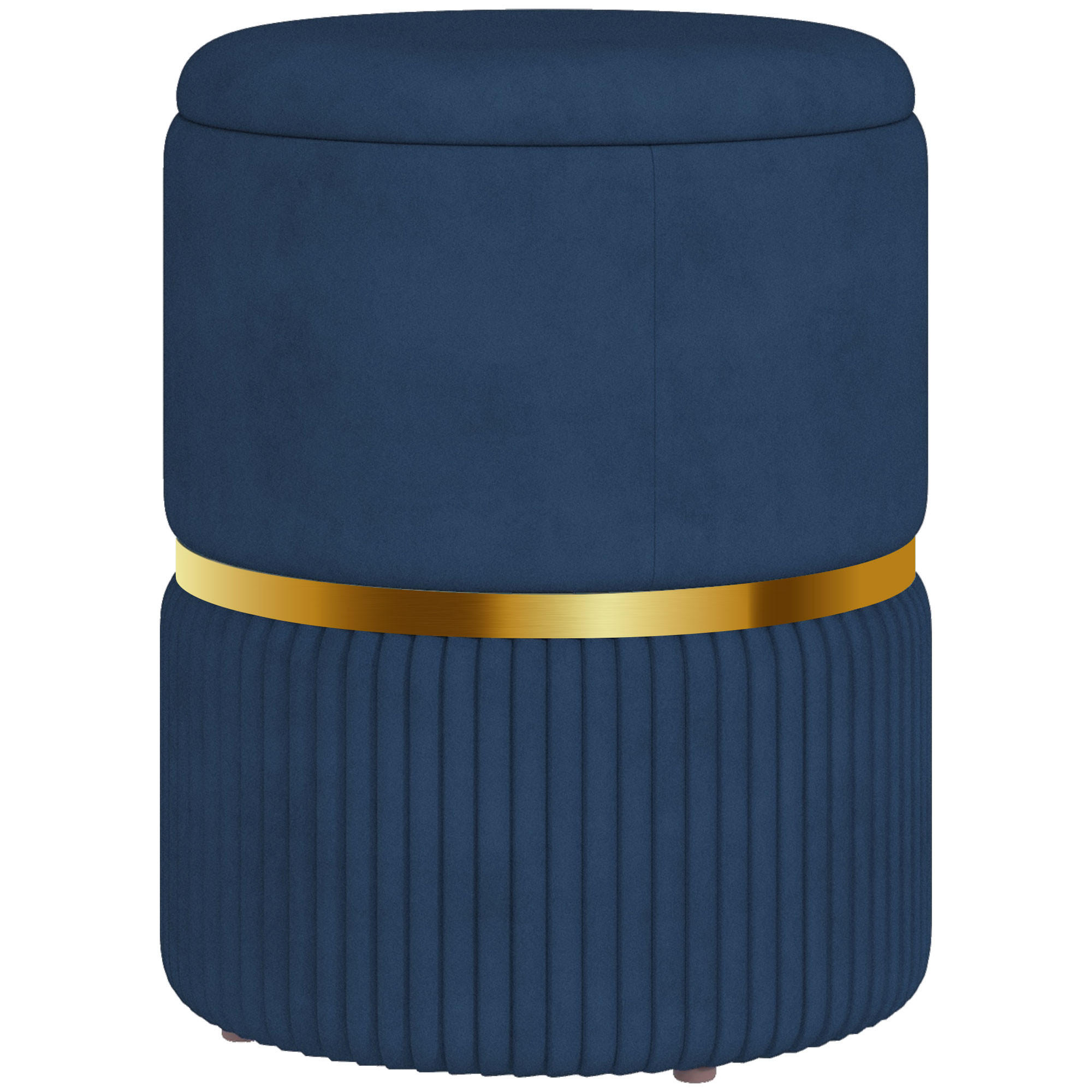 POUF DE-16385 mit Stauraum und Rippenvelours Blau - Blau, Textil (36/44/36cm) - ComfortXL