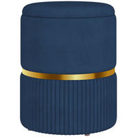 POUF DE-16385 mit Stauraum und Rippenvelours Blau - Blau, Textil (36/44/36cm) - ComfortXL