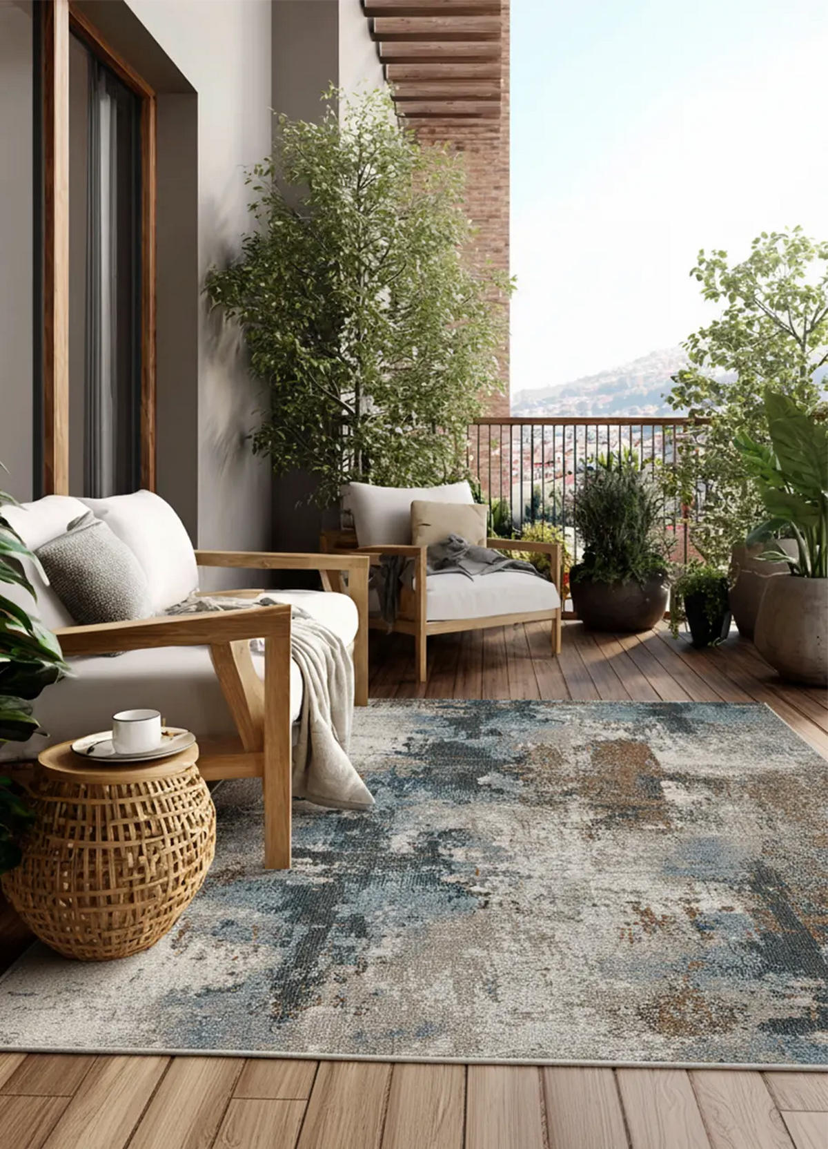 IN- & OUTDOOR-TEPPICH Blau / Braun Salsa 160/230 cm - Blau/Braun, Textil (160/230cm) - Atticgo