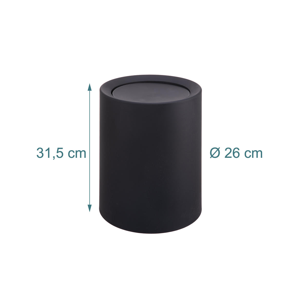 MÜLLEIMER - Schwarz, Kunststoff (26/31.5/26cm) - Relaxdays