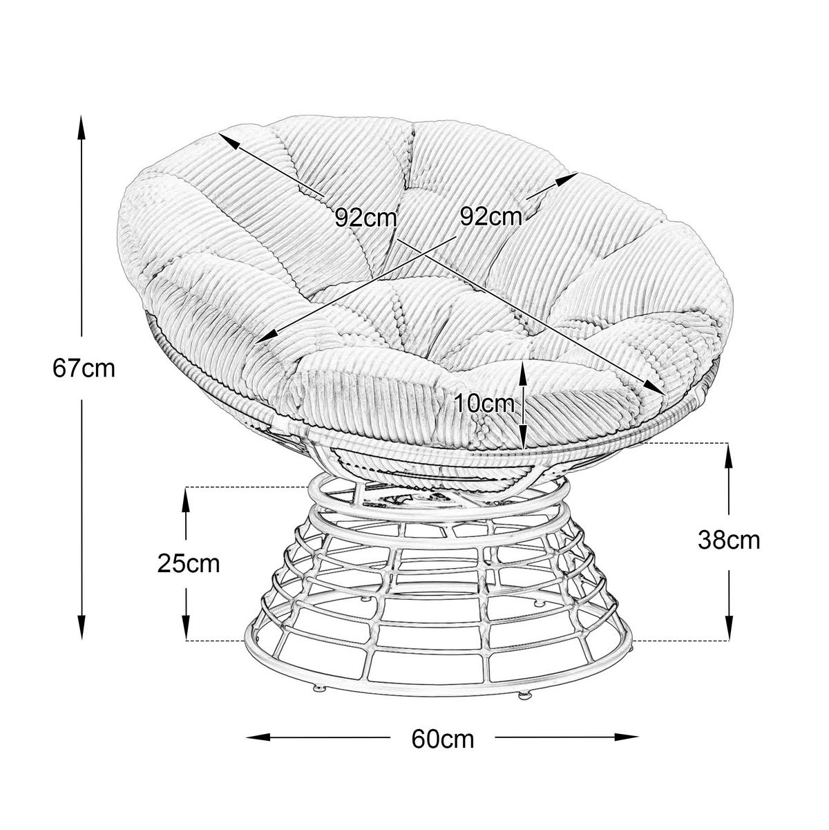 OTOČNÉ křeslo 92/67 cm hnědá/béžová z oceli a PE ratanu s 360° otáčením - béžová, kov (92/67/92cm) - OKWISH