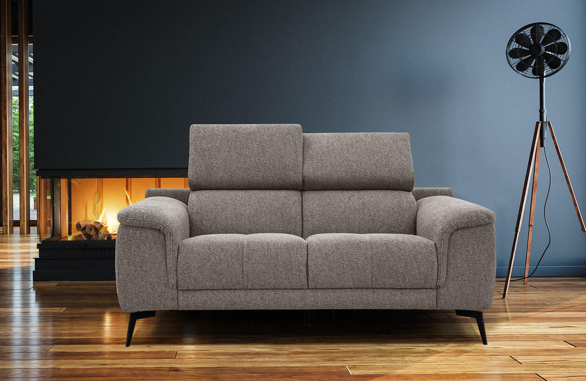SOFA FIERO 2-Sitzer, taupe - Taupe/Schwarz, Holzwerkstoff/Textil (170/82/103cm) - Courtois Laville