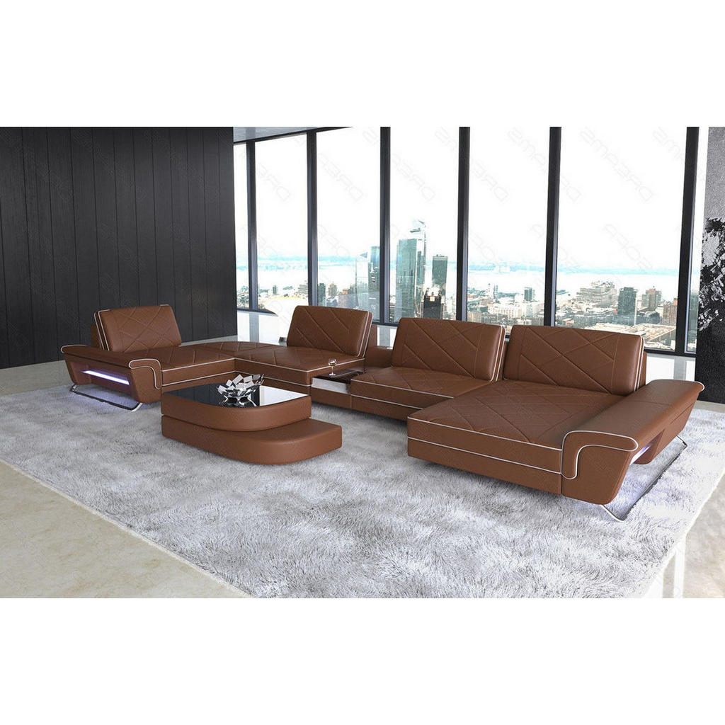 Thumbnail - Sofa Dreams Wohnlandschaft, Hellbraun, Leder, Freiform, 456x89x243 cm, Wohnzimmer, Sofas & Couches, Wohnlandschaften, Wo...