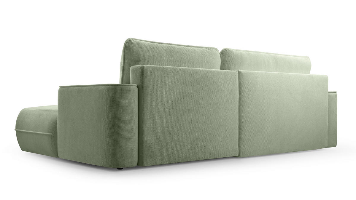 ECKCOUCH L Form Peoni Salbeigrün 267/168/87 cm mit Schlaffunktion R - Pastellgrün/Schwarz, Kunststoff/Textil (267/168cm) - AX Living