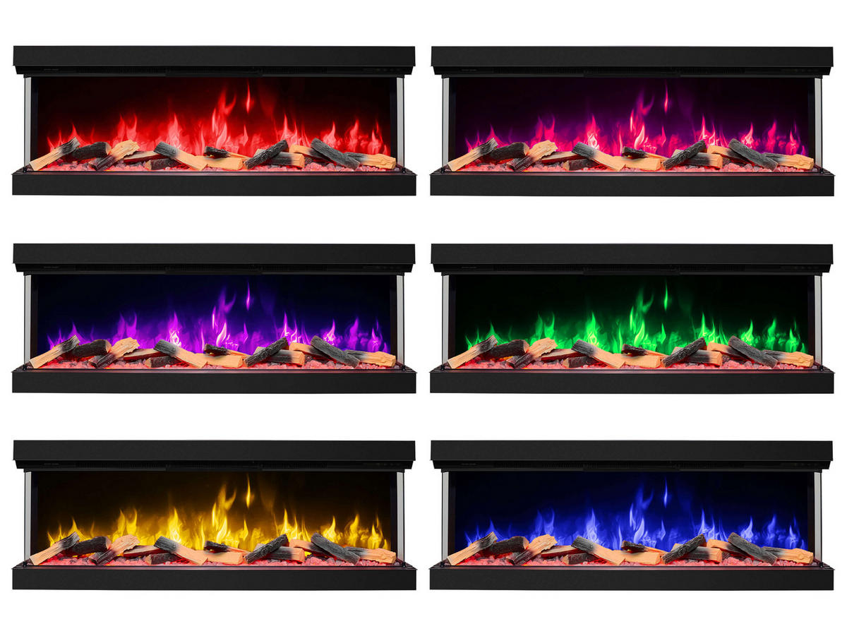 EINBAU-ELEKTROKAMINEINSATZ AF60TS – dreiseitig, Breite 150 cm, 3D-Flammeneffekt, Heizfunktion, WLAN - Schwarz, Glas/Metall (150/55.5/32cm) - ArtiFlame