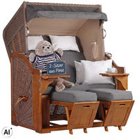 STRANDKORB Schleswig Pinie 2-Sitzer - Braun/Grau, Metall (120/160/80cm) - Mr. Deko