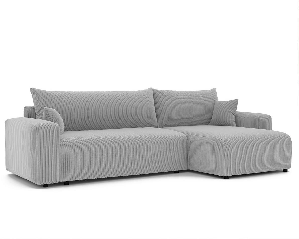 ECKSOFA mit Schlaffunktion und Bettkasten, Grau - Grau, Holzwerkstoff/Textil (145/278cm) - Idohome