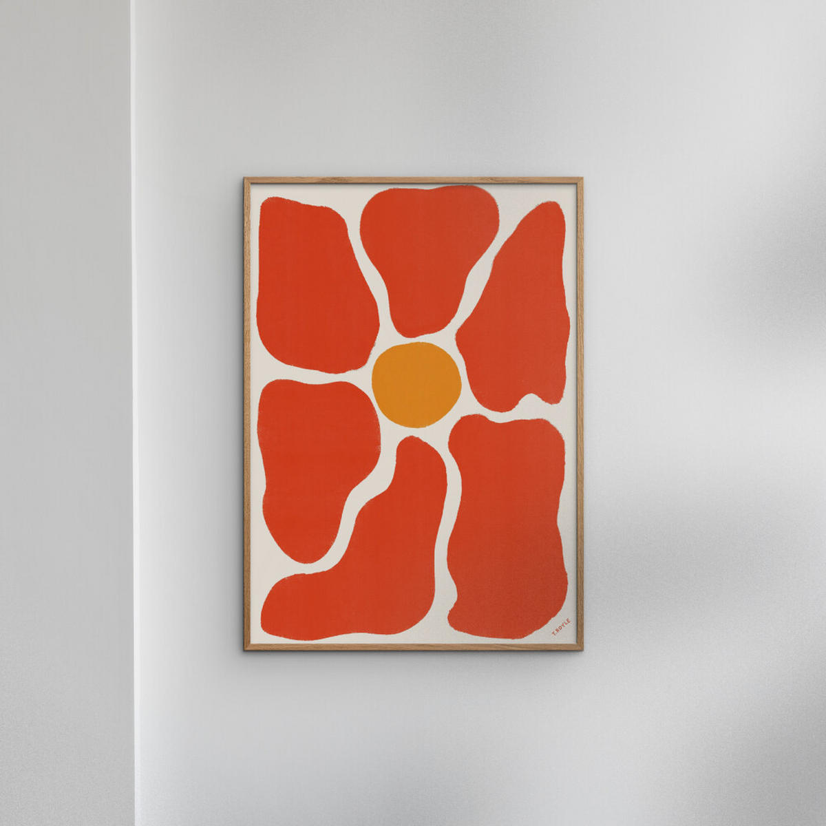 POSTER mit Rahmen Tara Royle - Flower - Eichefarben/Rot, Holz/Papier (50/70cm) - Poster&Frame